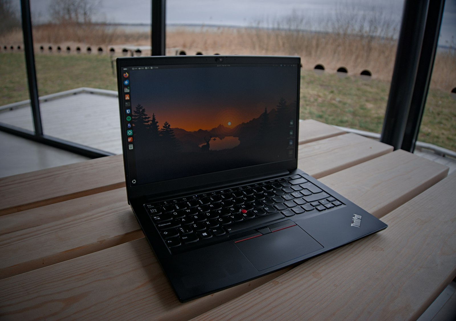 A refurbished Lenovo ThinkPad business laptop, open and ready to use